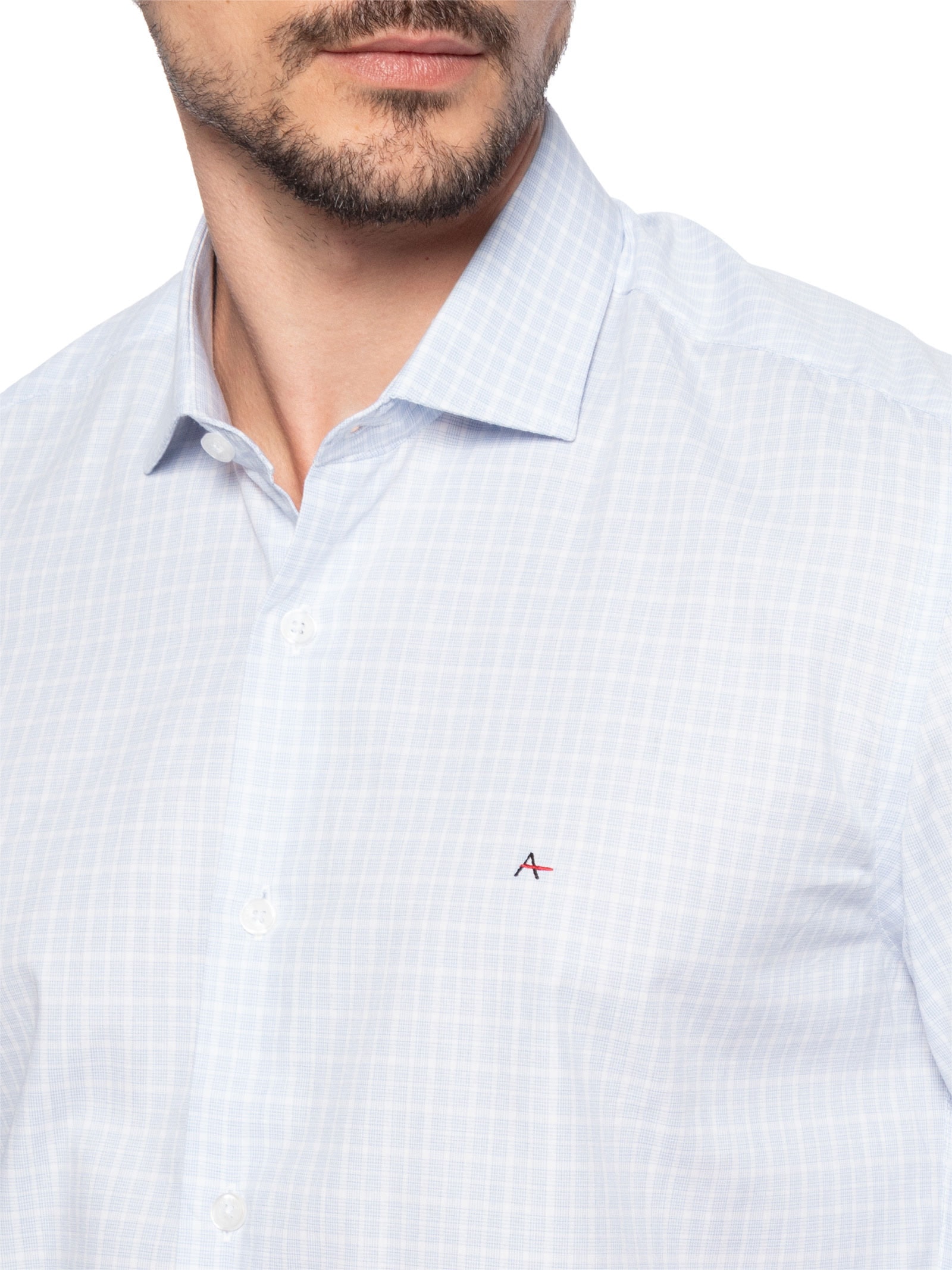 Camisa Masculina Regular Tricoline Xadrez Out Azul Aramis