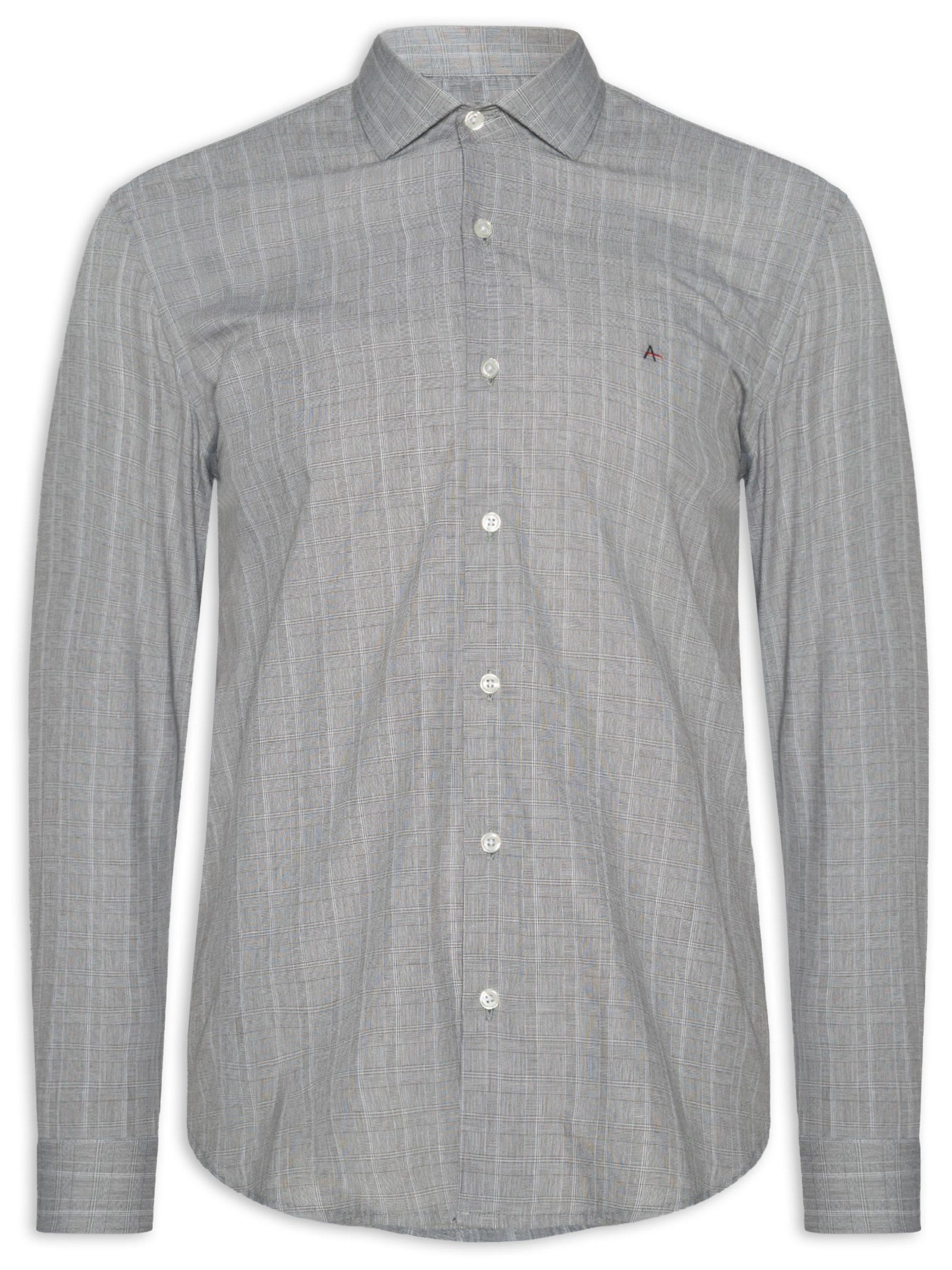 Camisa Masculina Regular Tricoline Xadrez Out Cinza Aramis
