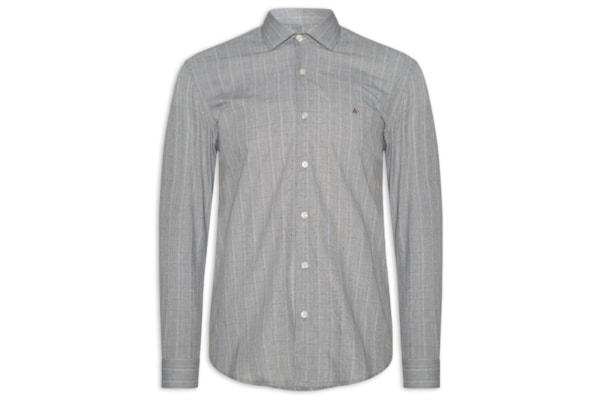 Camisa Masculina Regular Tricoline Xadrez Out - Cinza