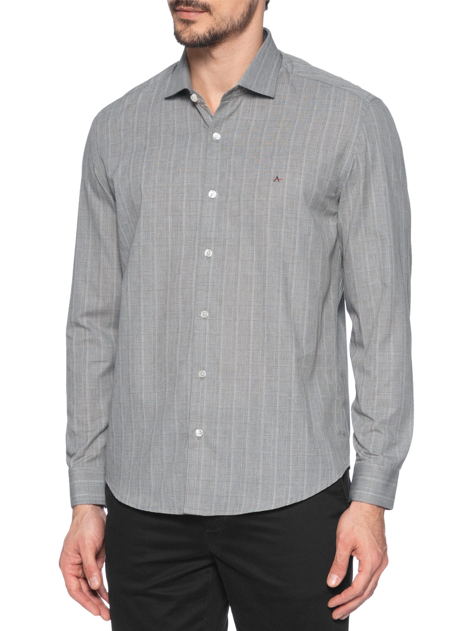 Camisa Masculina Regular Tricoline Xadrez Out Cinza Aramis
