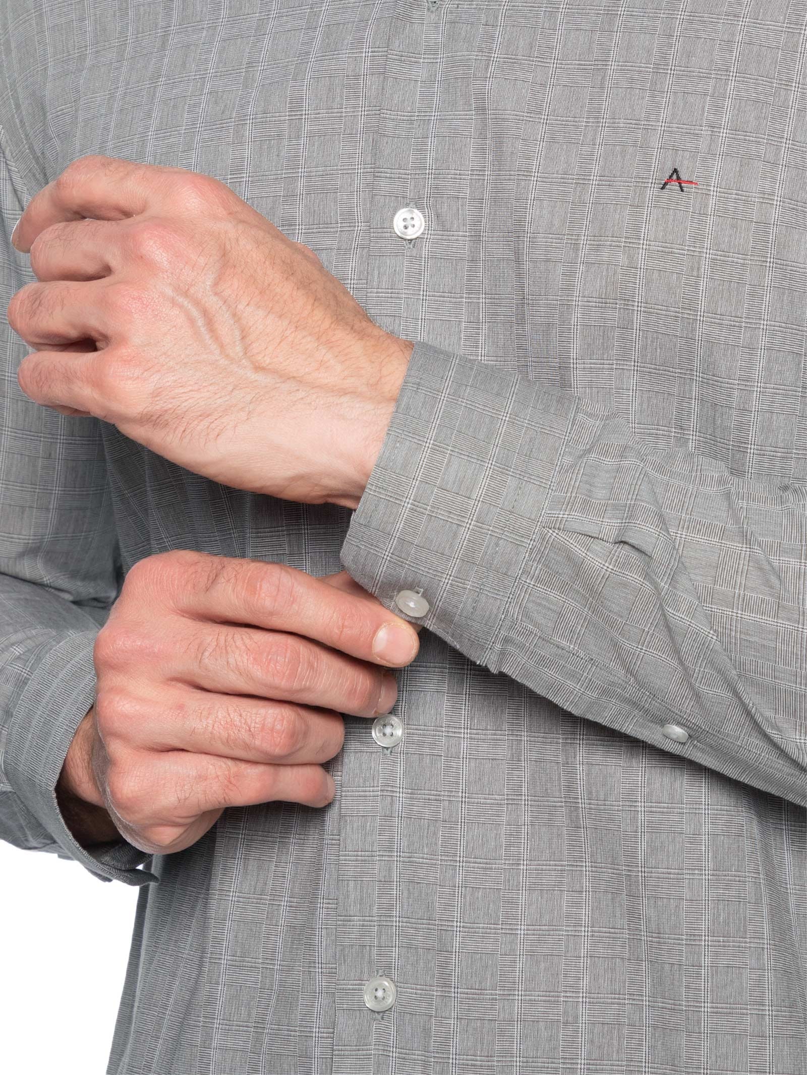 Camisa Masculina Regular Tricoline Xadrez Out Cinza Aramis