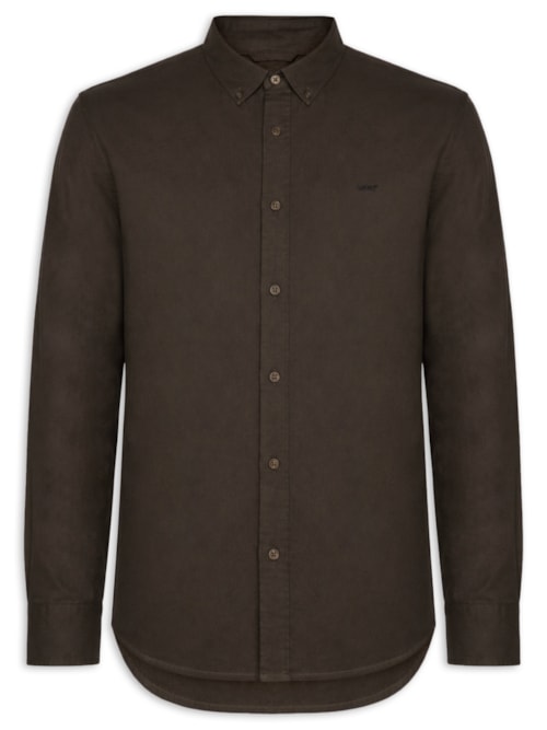 Camisa Masculina Relaxed Fit Authentic Button Down – Marrom