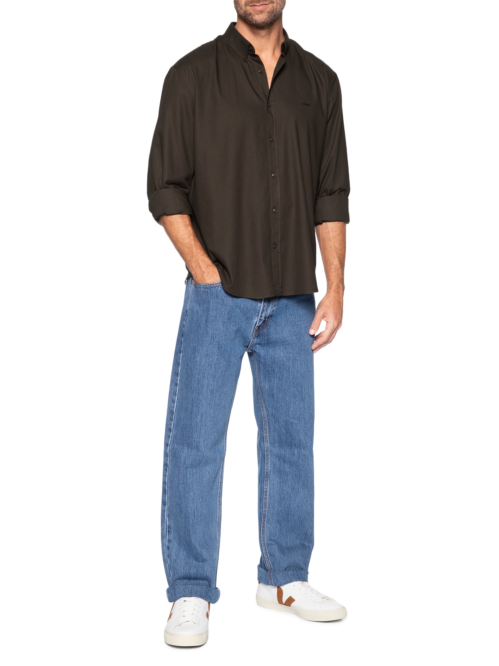 Camisa Masculina Relaxed Fit Authentic Button Down Marrom Levi's