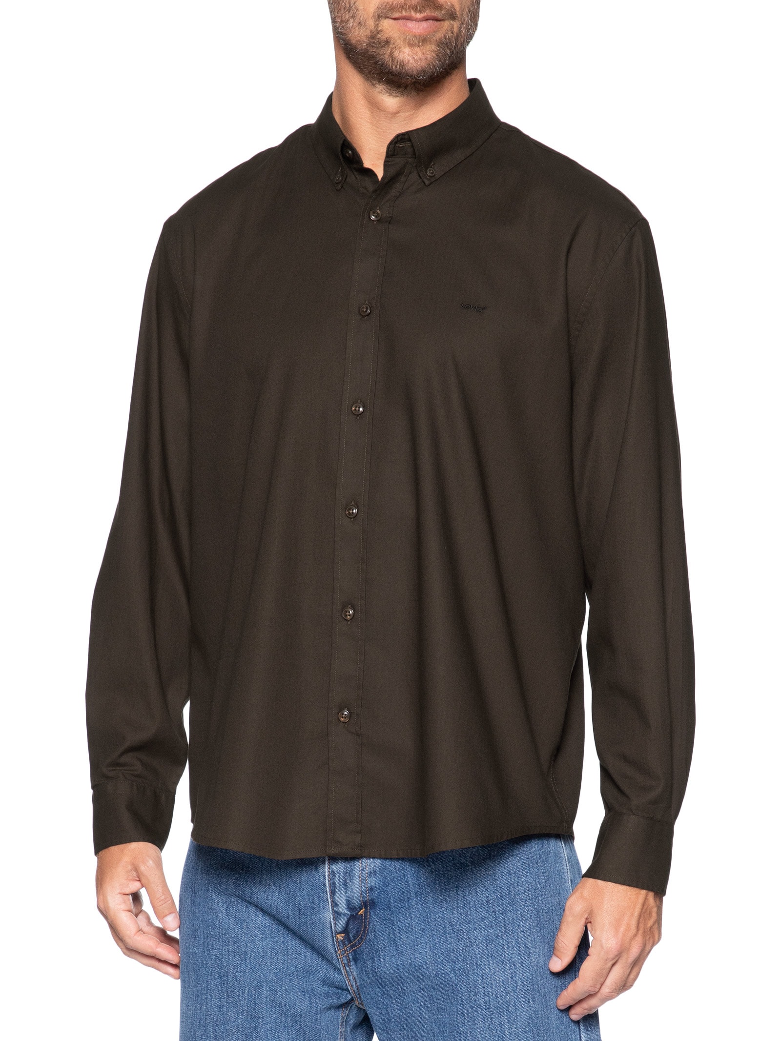 Camisa Masculina Relaxed Fit Authentic Button Down Marrom Levi's