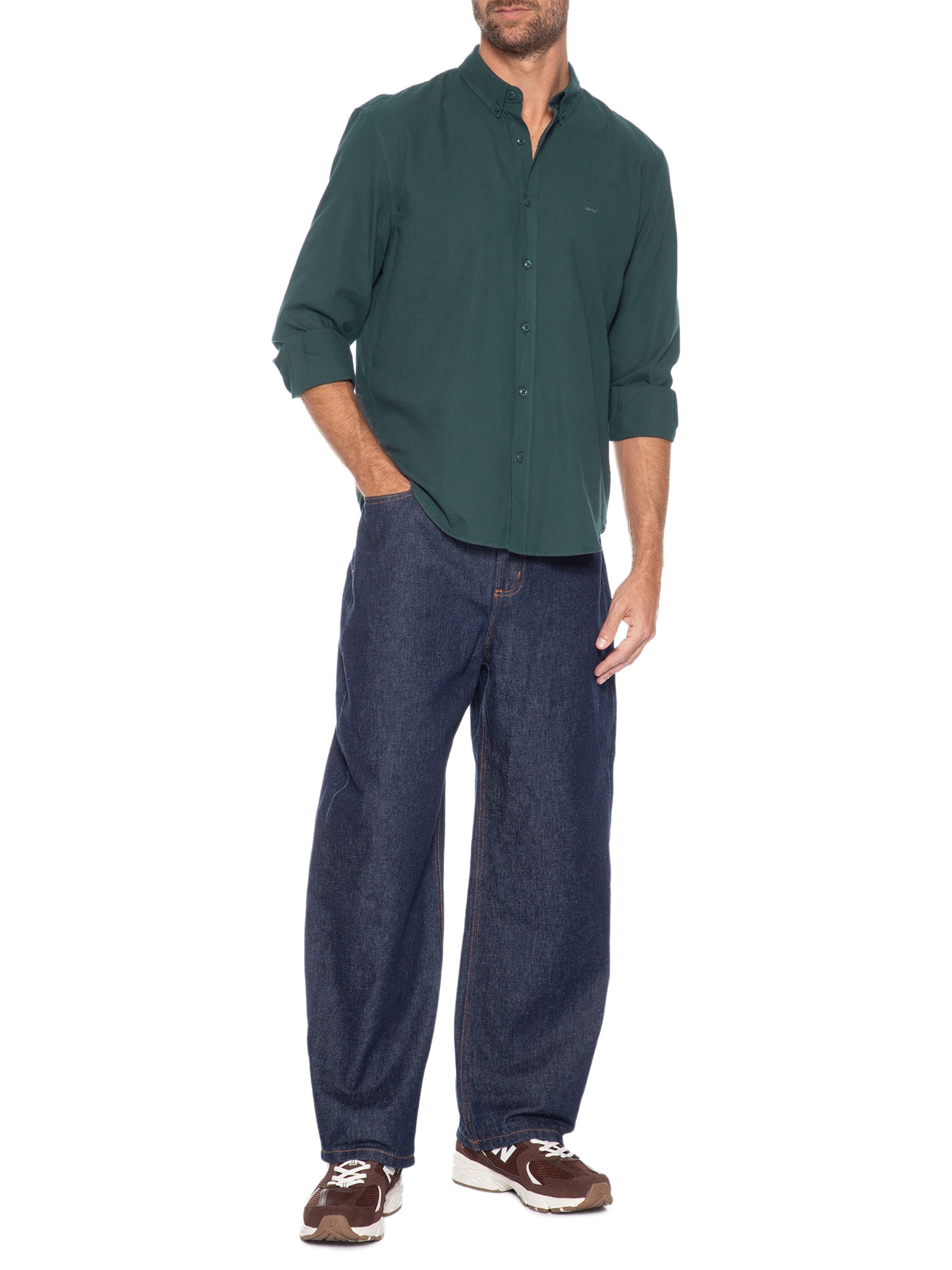 Camisa Masculina Relaxed Fit Authentic Oxford Verde Levi's