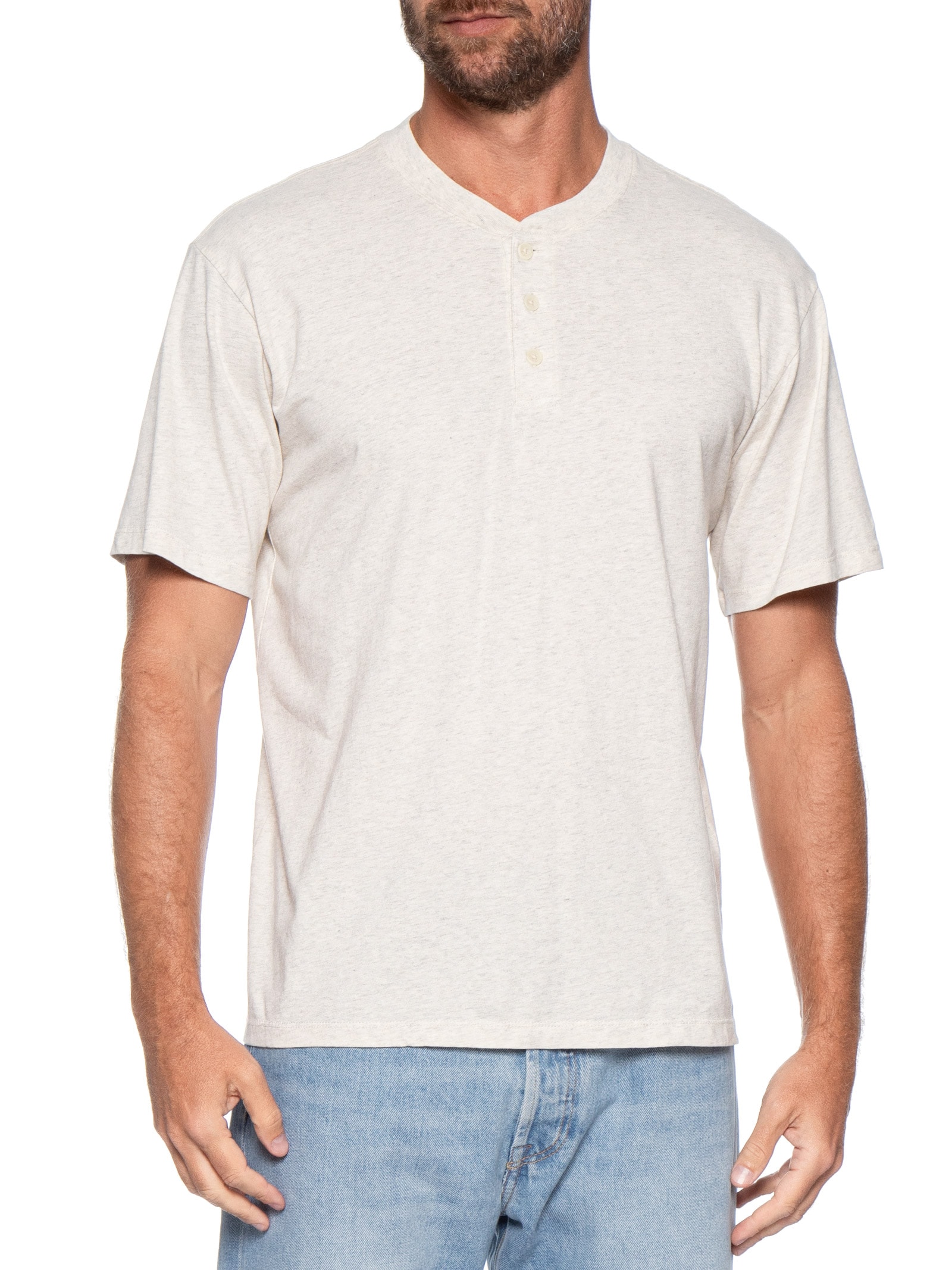 Camisa Masculina Relaxed Fit Ventura Henley Off White Levi's