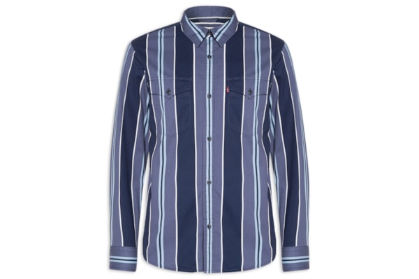 Camisa Masculina Relaxed Fit Western - Azul
