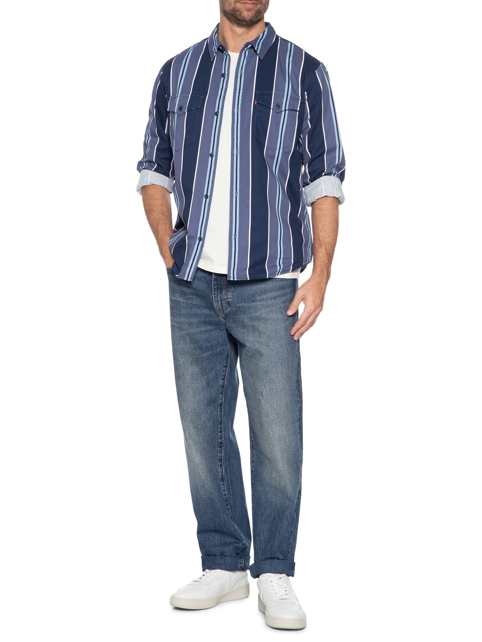 Camisa Masculina Relaxed Fit Western Azul Levi's