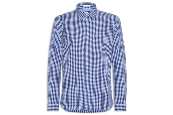 Camisa Masculina Relaxed Fit Xadrez Com Bolso - Azul