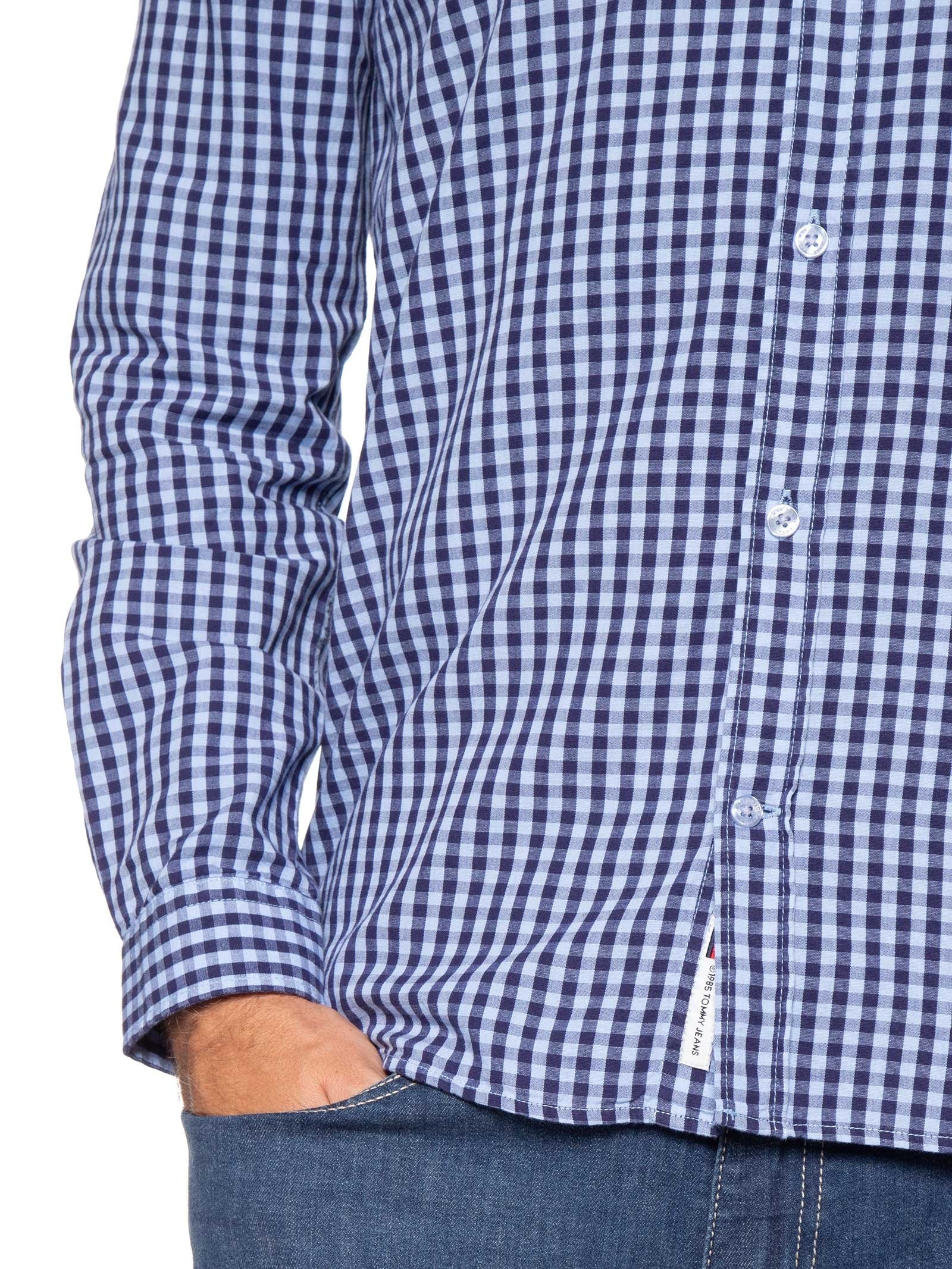 Camisa Masculina Relaxed Fit Xadrez Com Bolso Azul Tommy Jeans