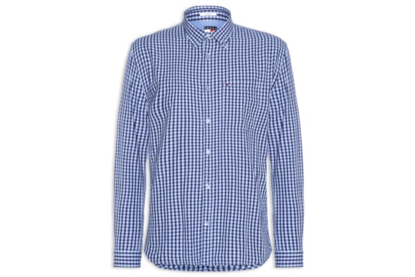 Camisa Masculina Relaxed Fit Xadrez Com Bolso - Azul