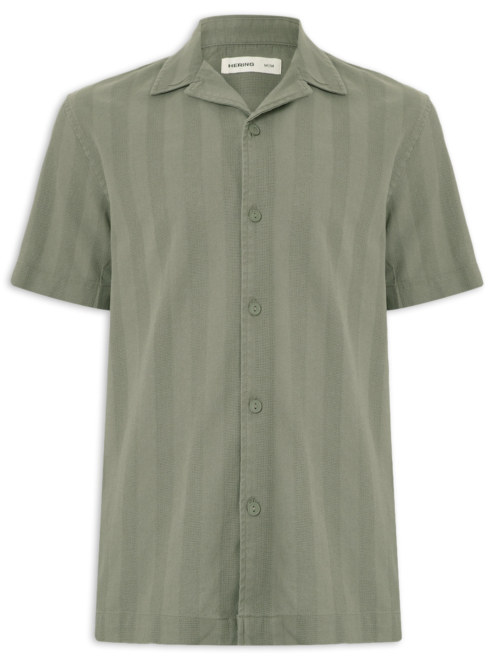 Camisa Masculina Resort Regular Fit Textura Listra Verde Hering