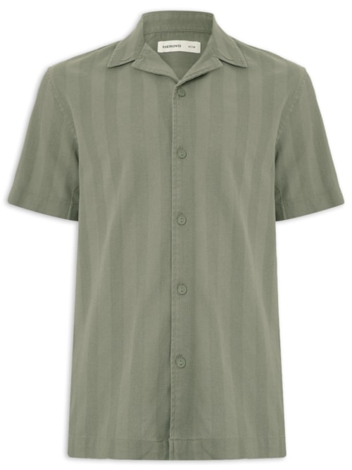 Camisa Masculina Resort Regular Fit Textura Listra – Verde