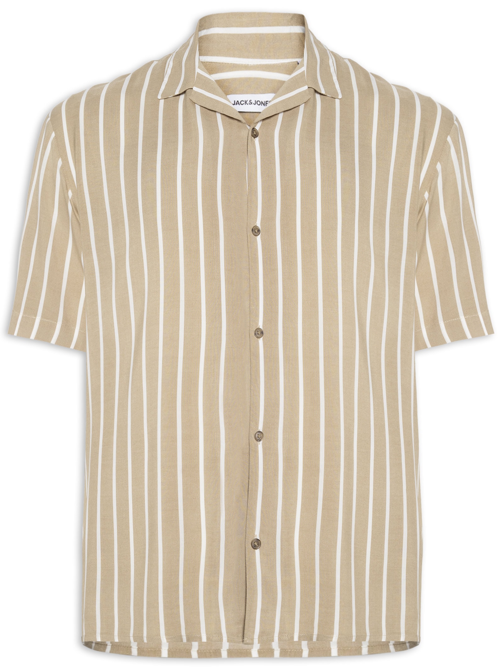 Camisa Masculina Resort Relaxed Fit Listrada Bege Jack & Jones