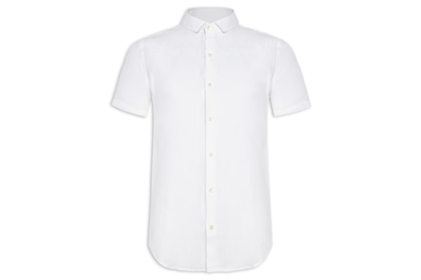 Camisa Masculina Roma Linho Manga Curta - Branco