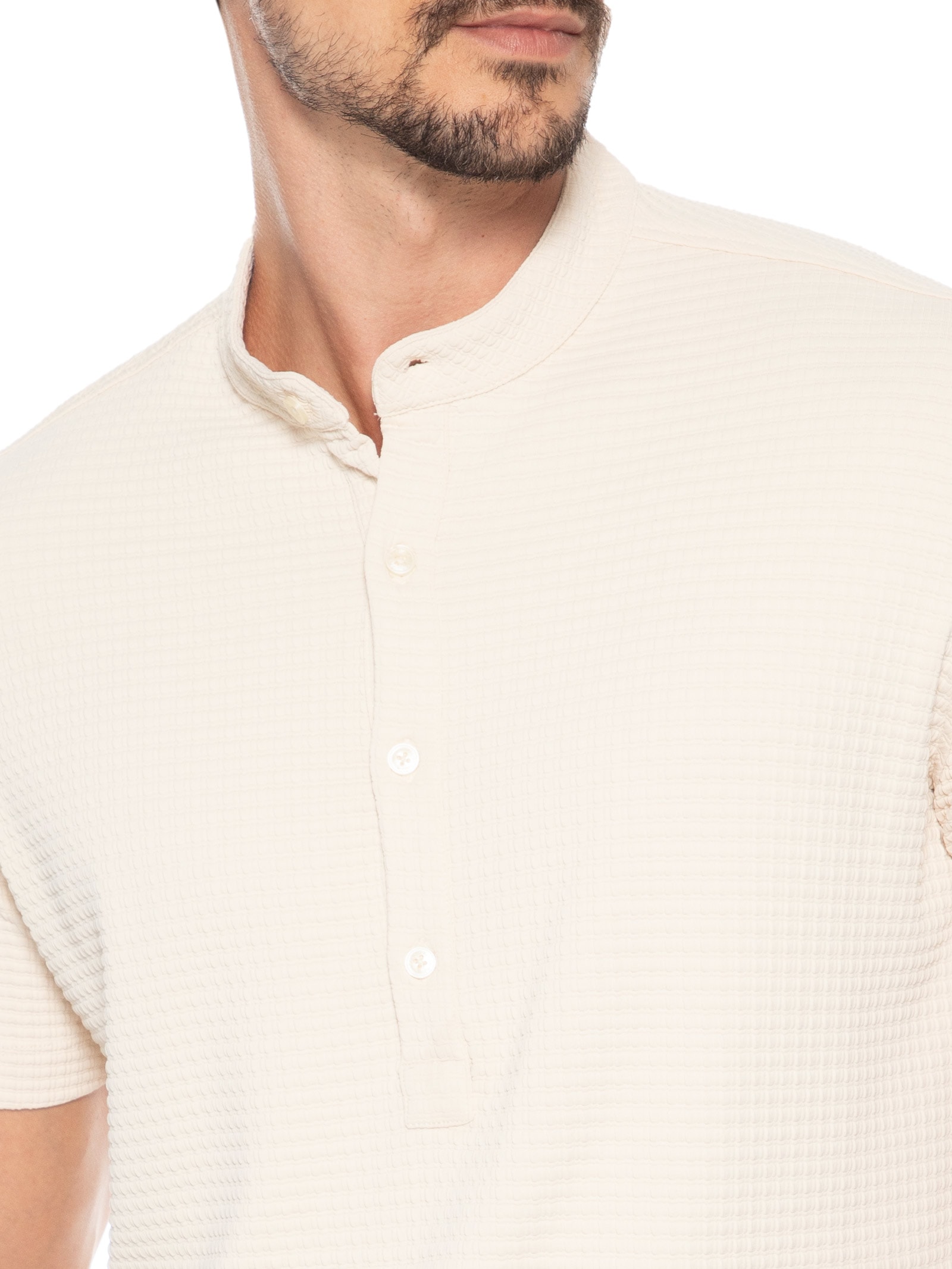 Camisa Masculina Santorini Malha Block Poliamida Bege Sergio K