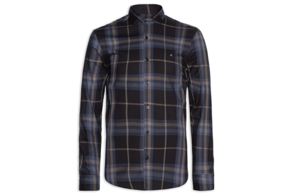 Camisa Masculina Sarja Xadrez - Azul