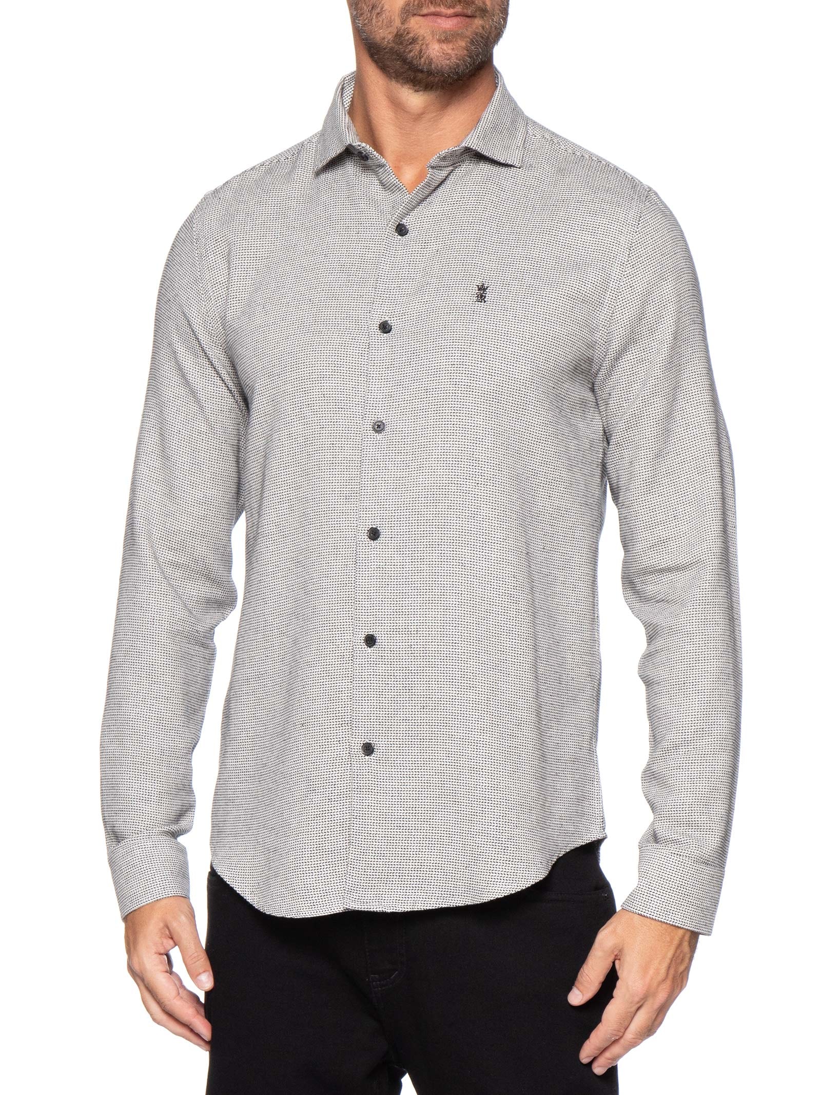 Camisa Masculina Setas Bicolor Bege Sergio K