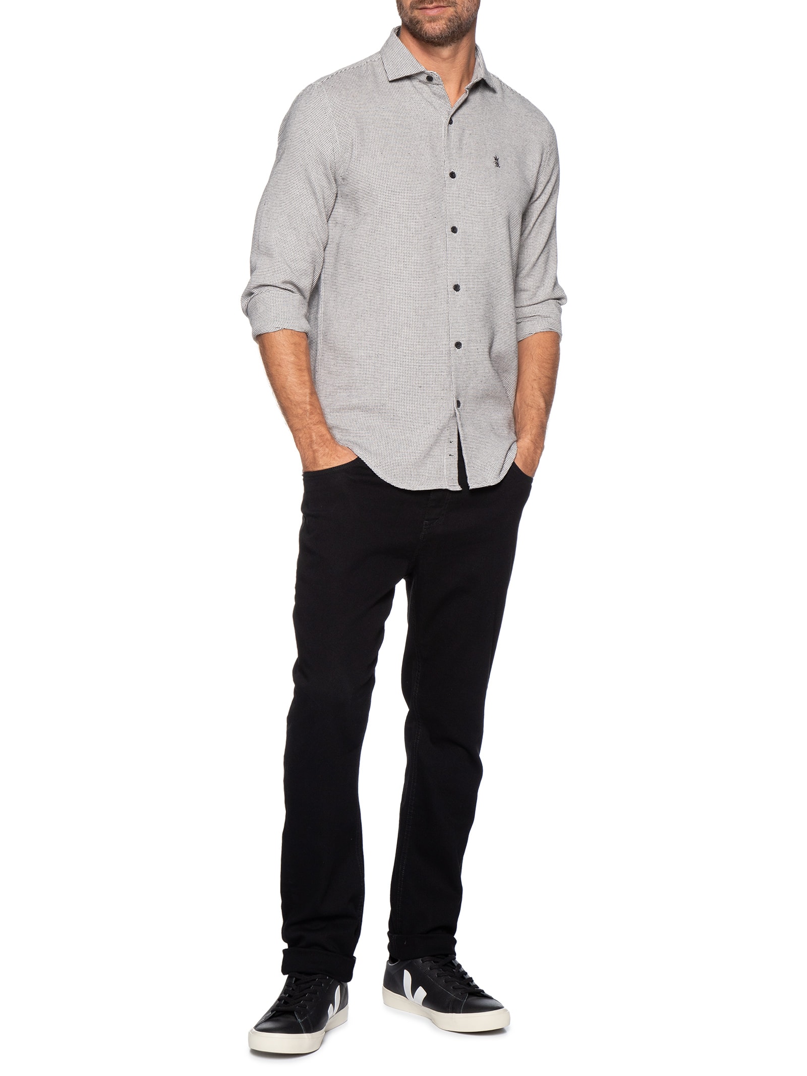 Camisa Masculina Setas Bicolor – Bege Sergio K