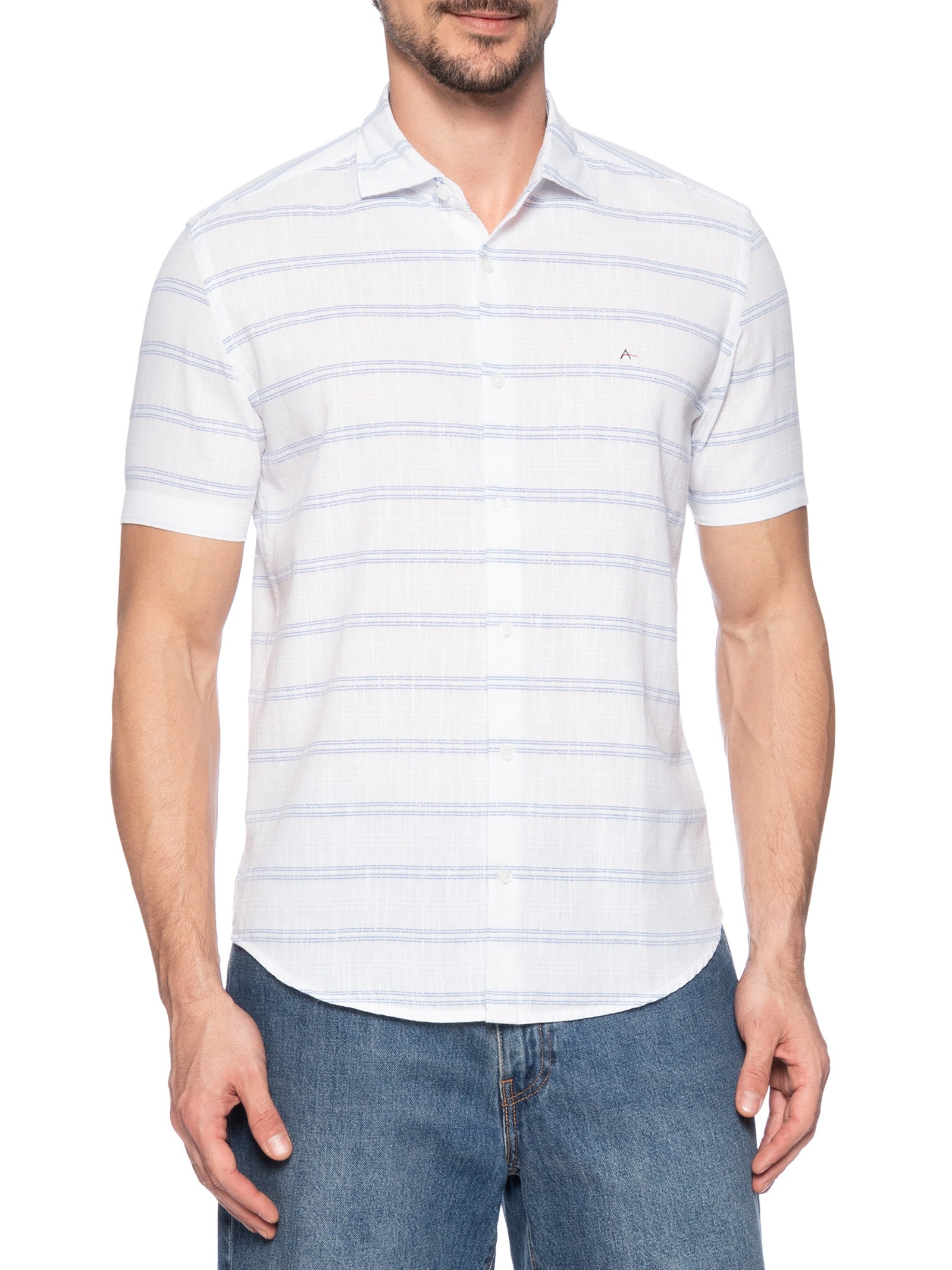 Camisa Masculina Sl Flame Listrado Out Branco Aramis