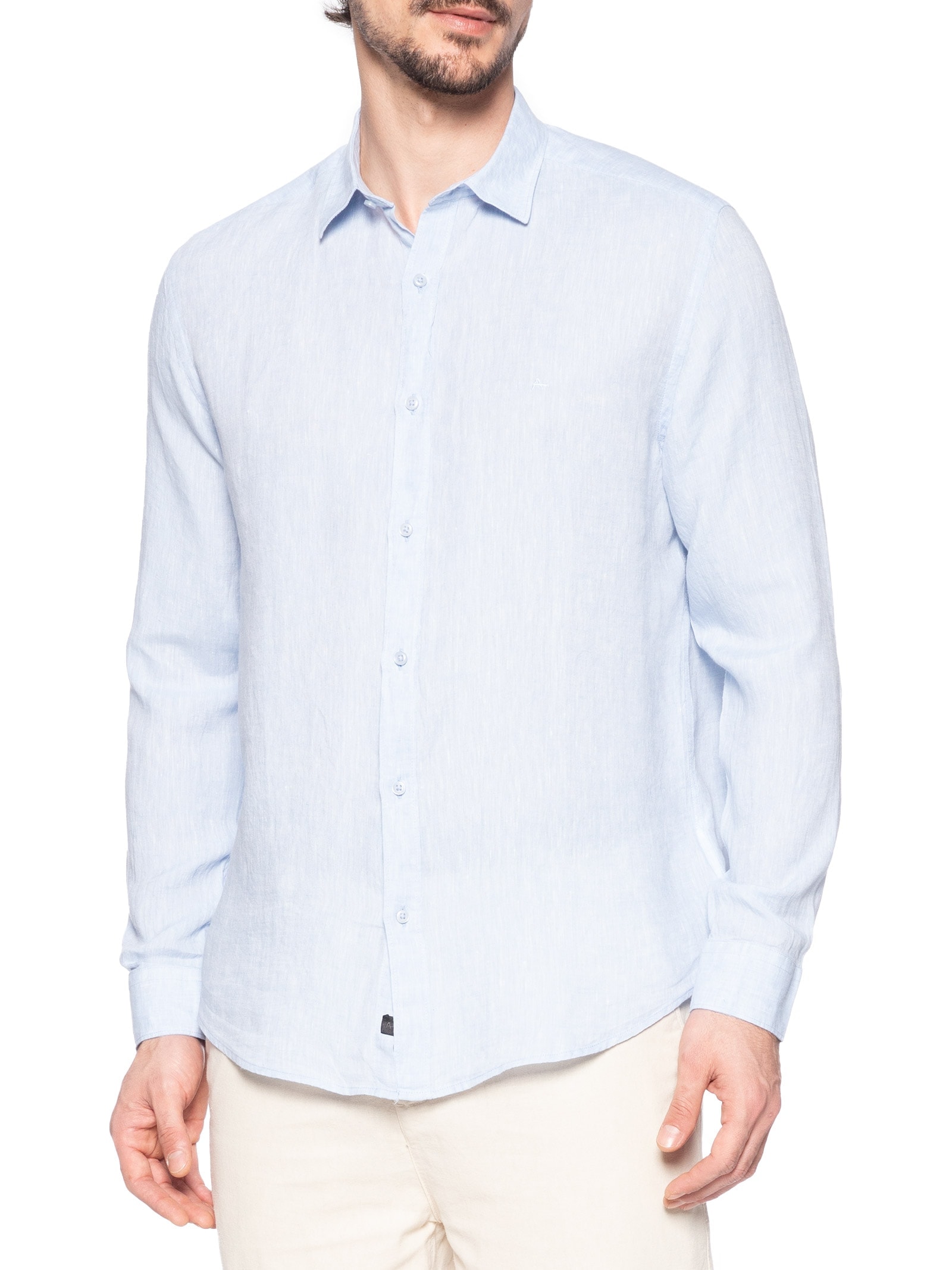 Camisa Masculina Sl Linho Irlandês Azul Aramis