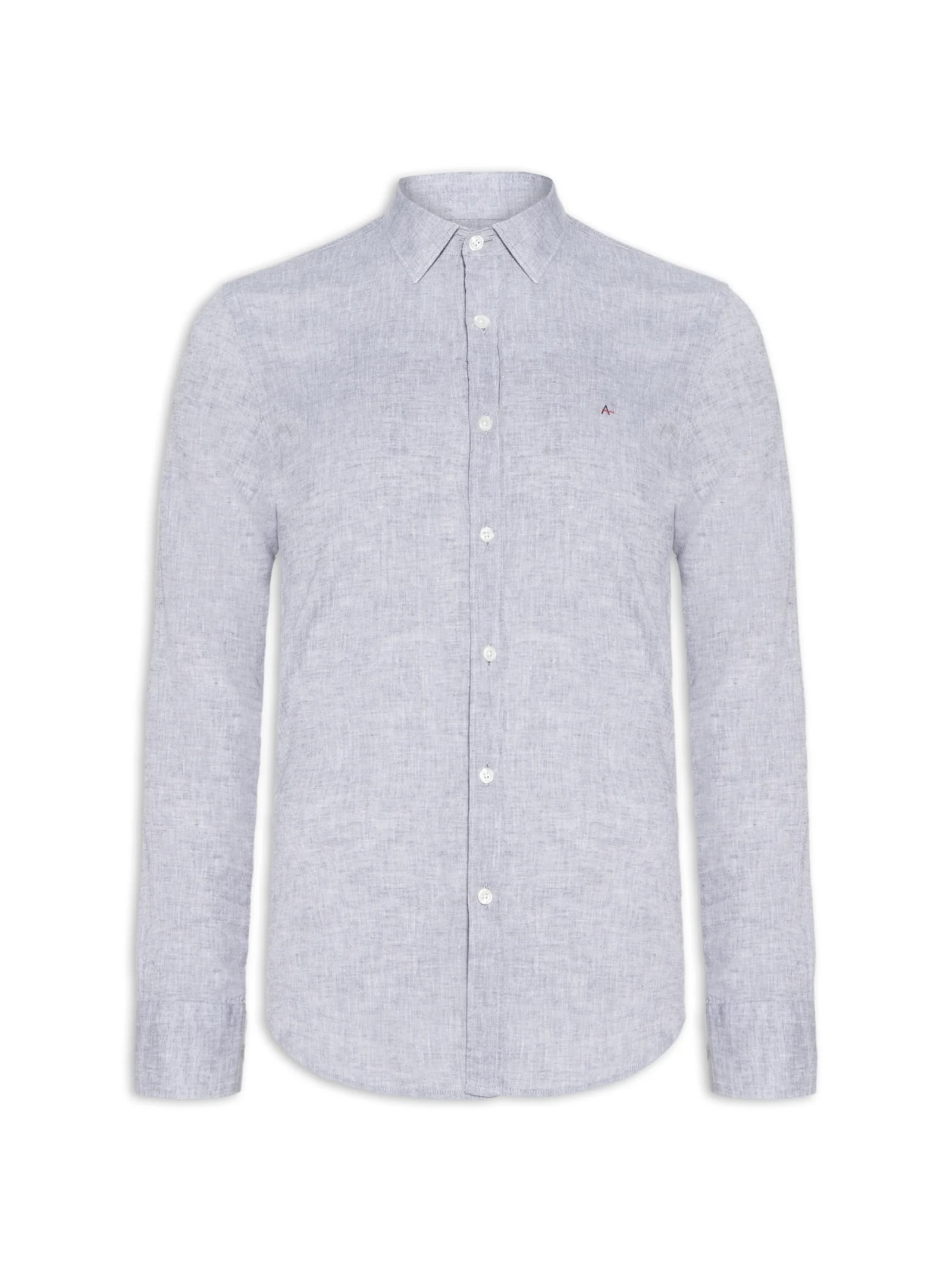 Camisa Masculina Slim Algodão Linho Cinza Aramis