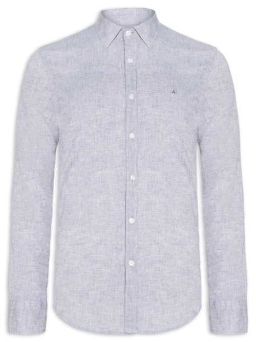 Camisa Masculina Slim Algodão Linho – Cinza