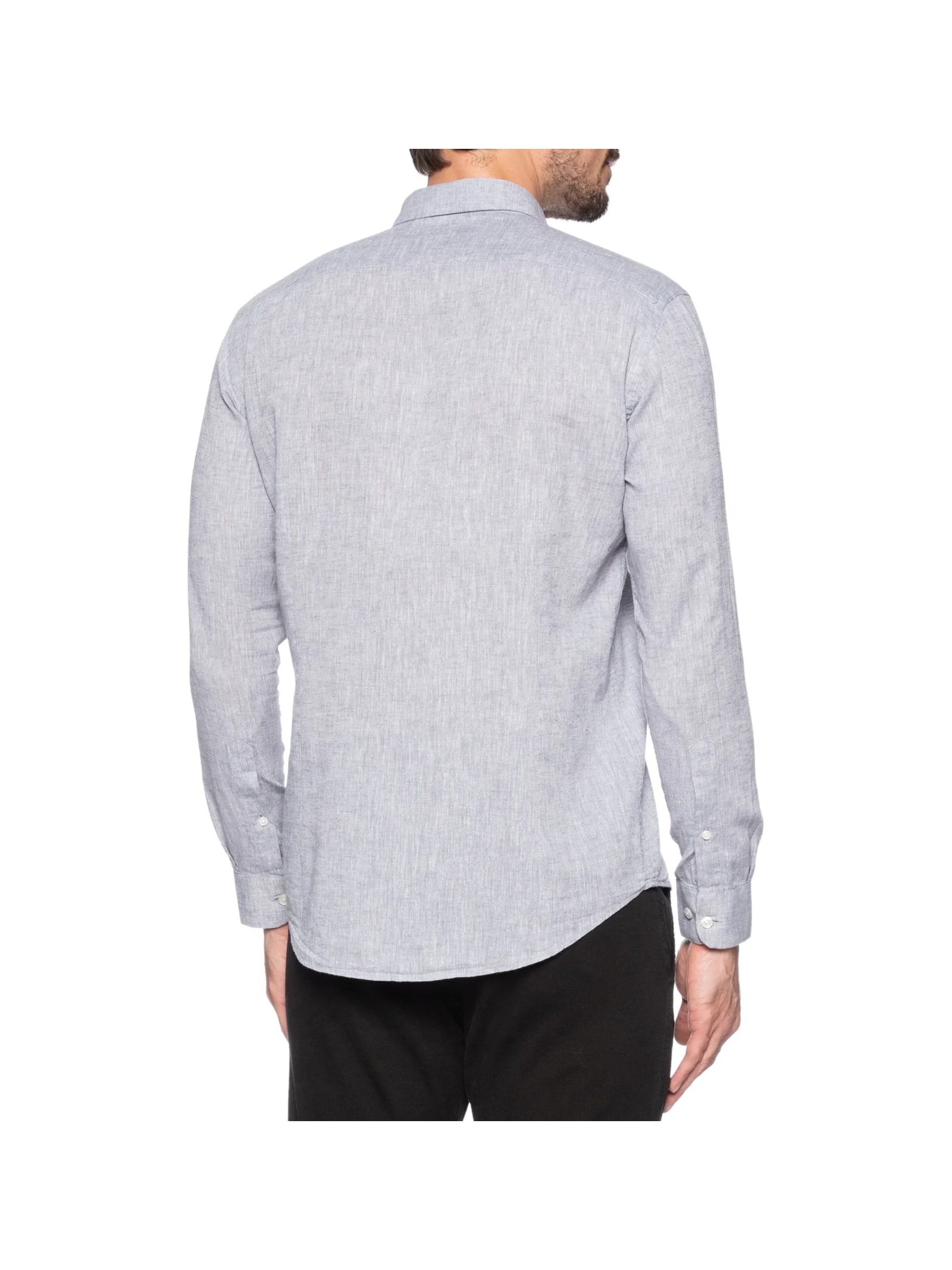 Camisa Masculina Slim Algodão Linho Cinza Aramis