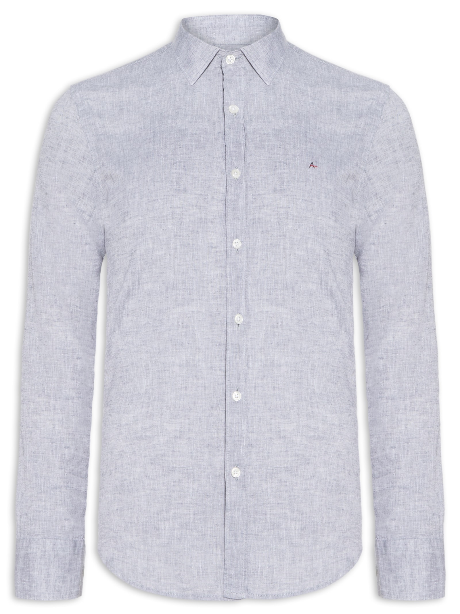 Camisa Masculina Slim Algodão Linho Cinza Aramis