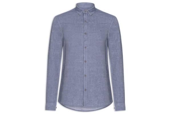 Camisa Masculina Slim Chevron - Azul