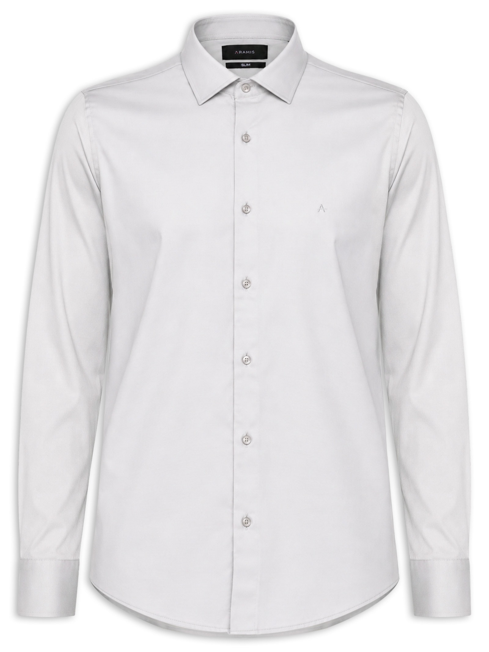 Camisa Masculina Slim em Cetim Strech Hudson Cinza Aramis