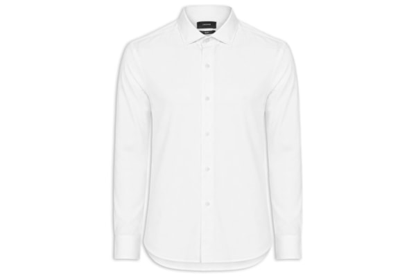 Camisa Masculina Slim Em Cetim Stretch Hudson - Branco