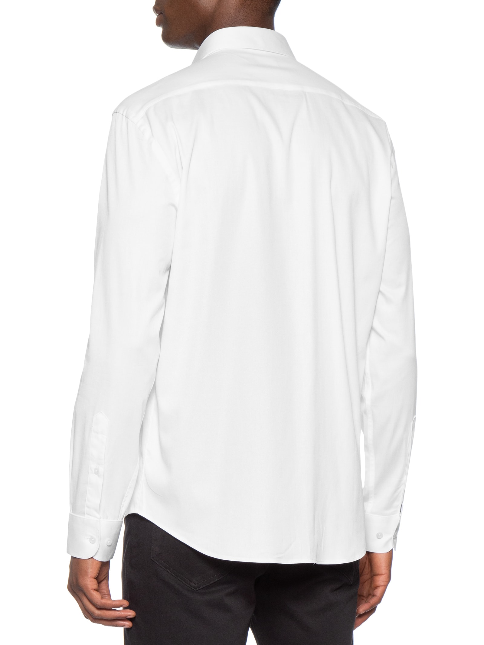 Camisa Masculina Slim Em Cetim Stretch Hudson Branco Aramis