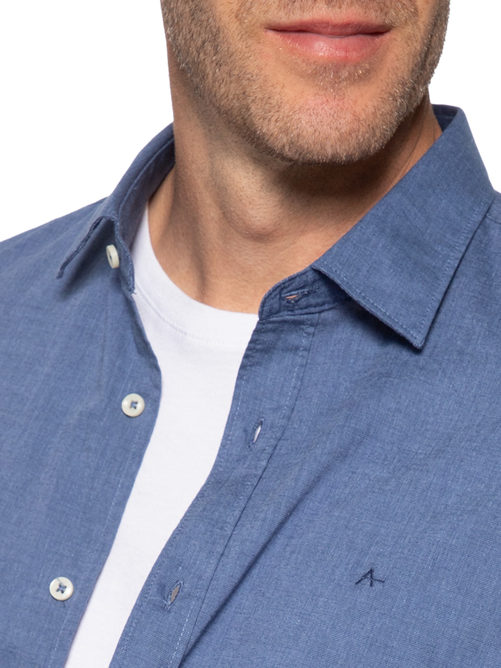 Camisa Masculina Slim Fil a Fil Antilia Azul Aramis