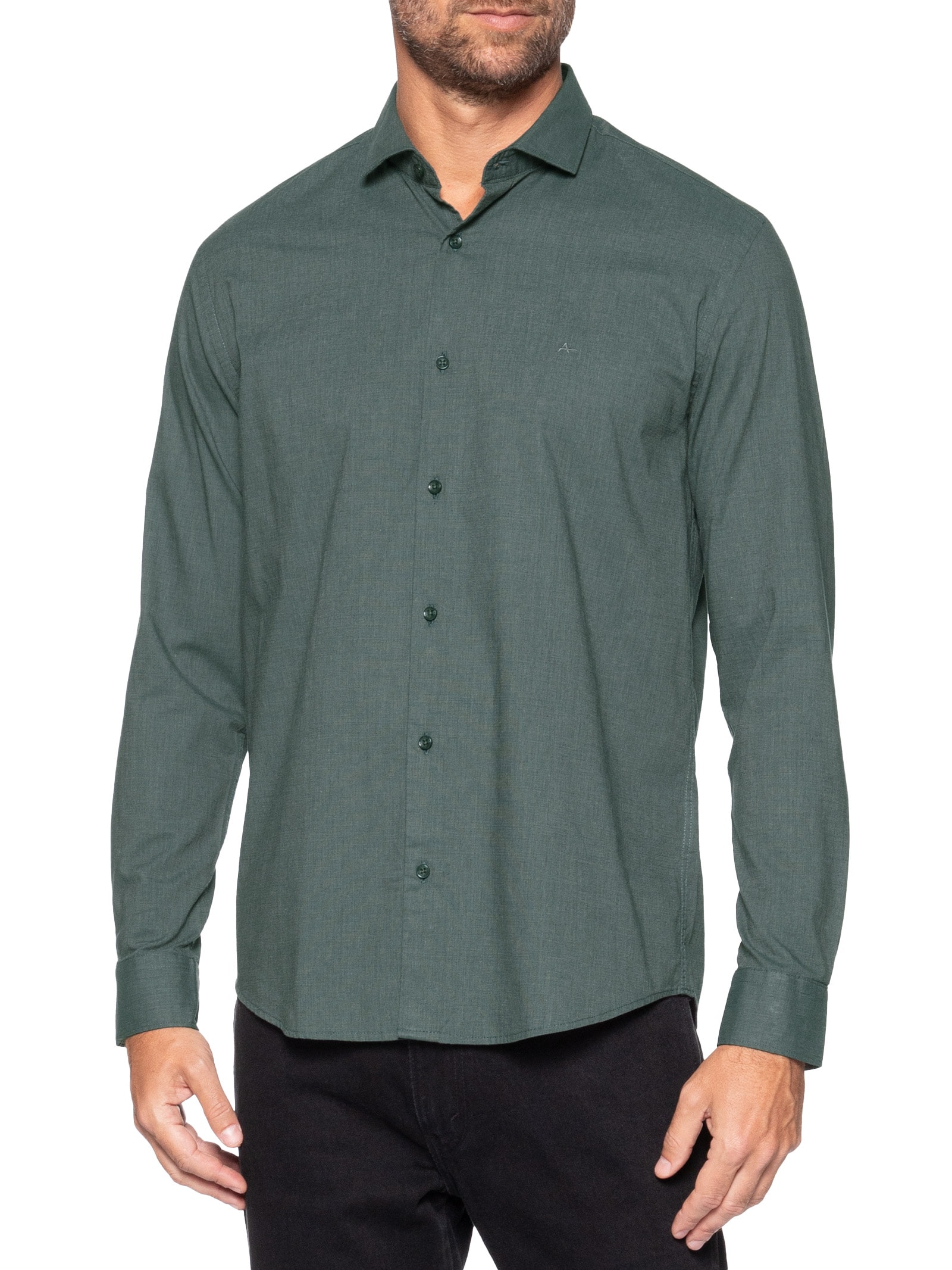 Camisa Masculina Slim Fil A Fil Antilia  Verde Aramis