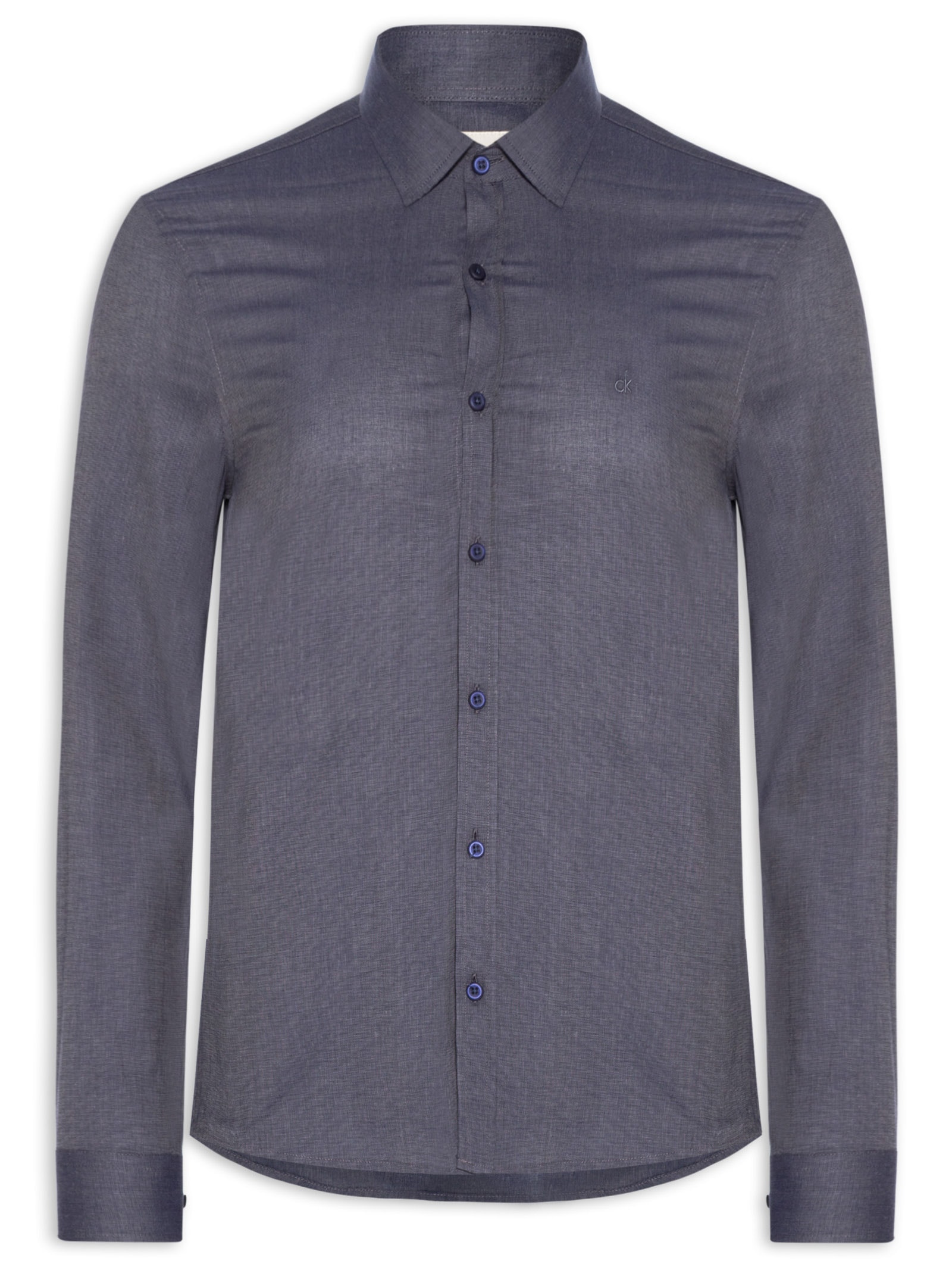 Camisa Masculina Slim Fil a Fil Azul Calvin Klein
