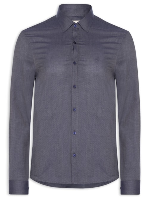 Camisa Masculina Slim Fil a Fil – Azul