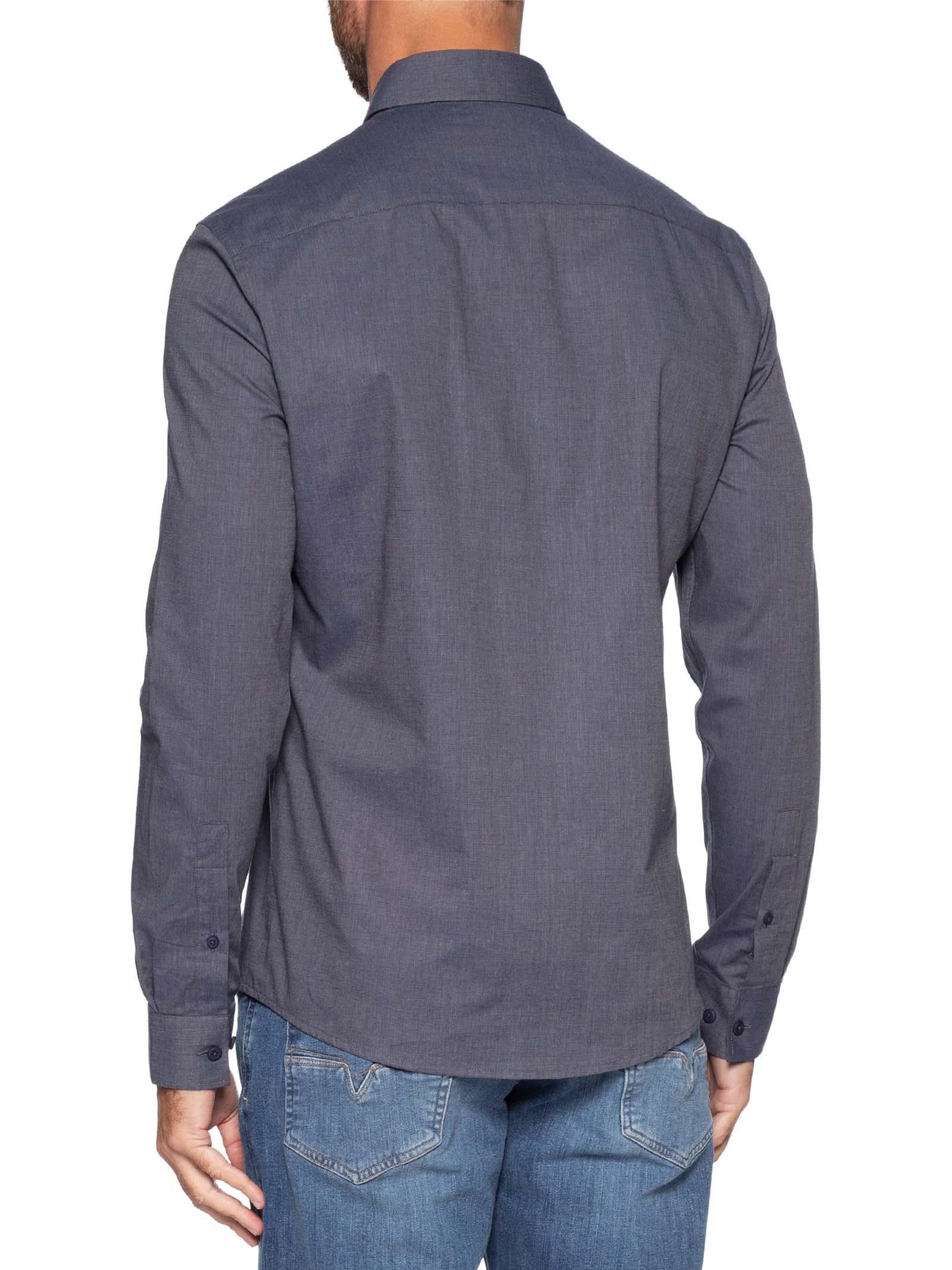 Camisa Masculina Slim Fil a Fil – Azul Calvin Klein - White Label