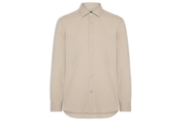 Camisa Masculina Slim Fio 60 Carbon Touch - Bege