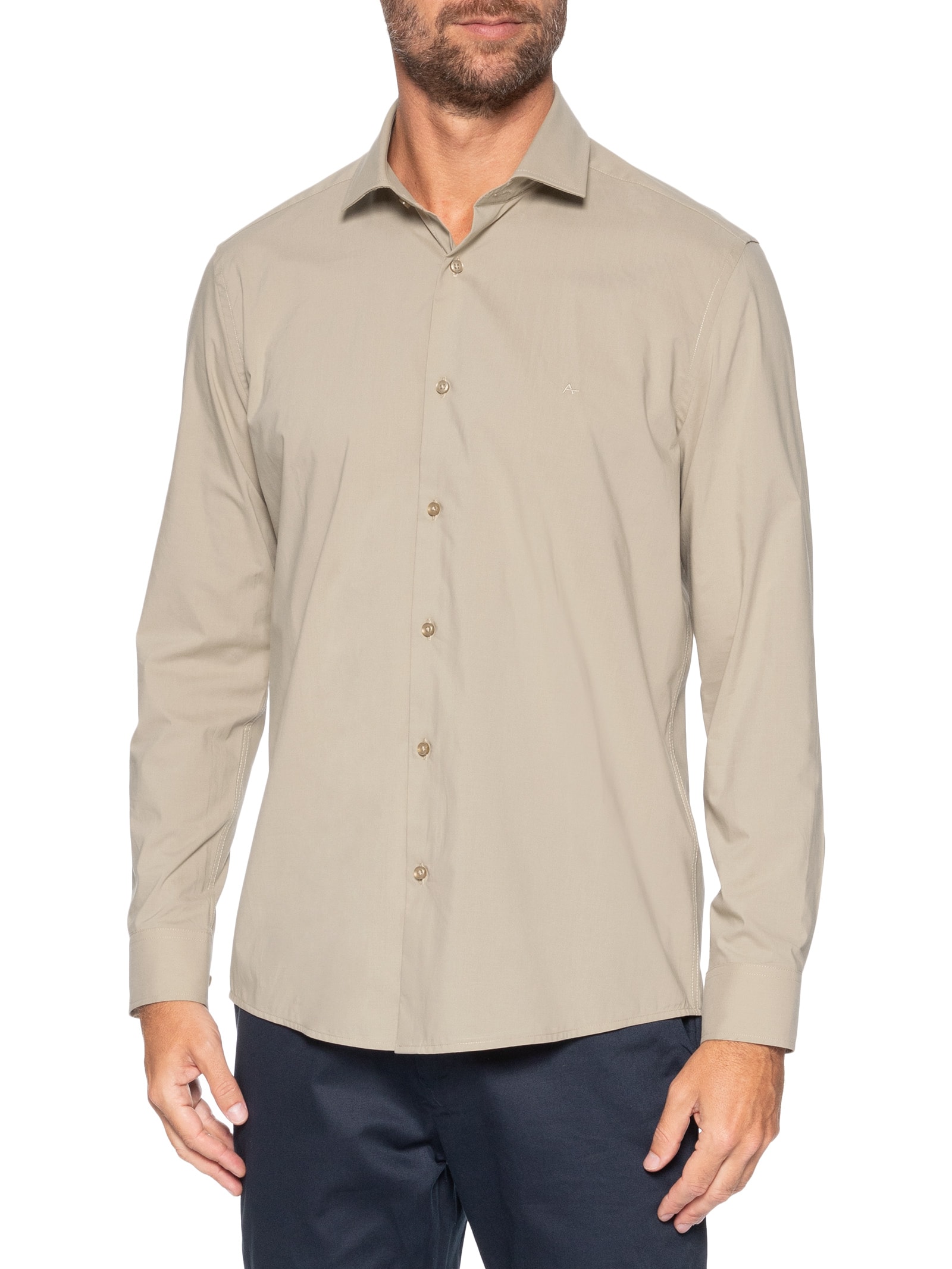 Camisa Masculina Slim Fio 60 Carbon Touch Bege Aramis