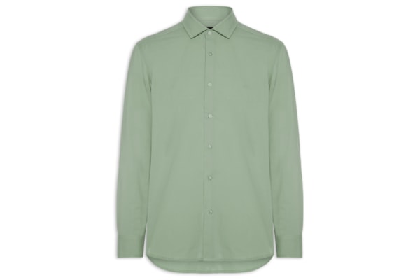 Camisa Masculina Slim Fio 60 Carbon Touch - Verde