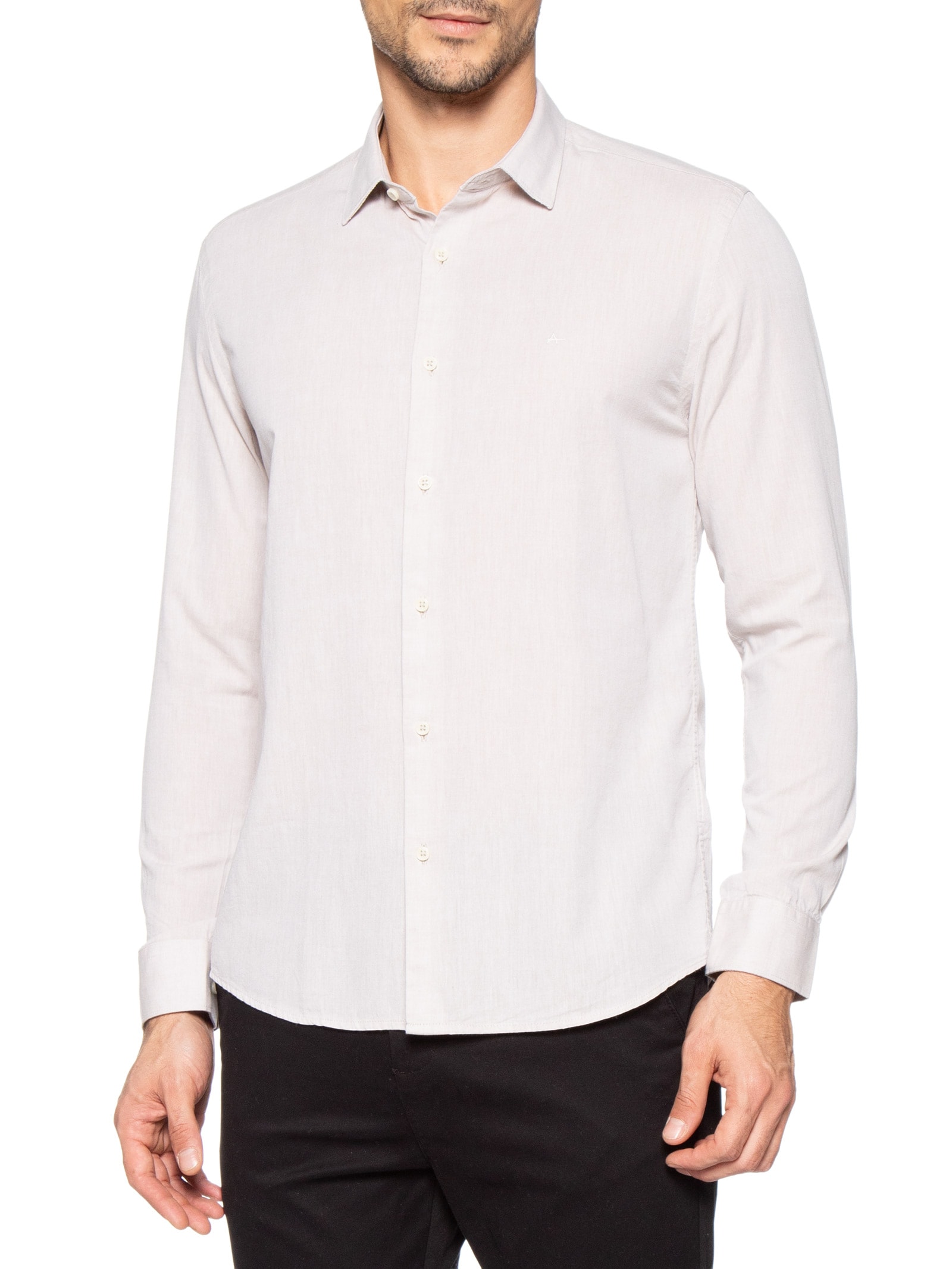 Camisa Masculina Slim Fit Algodão Willis Bege Aramis