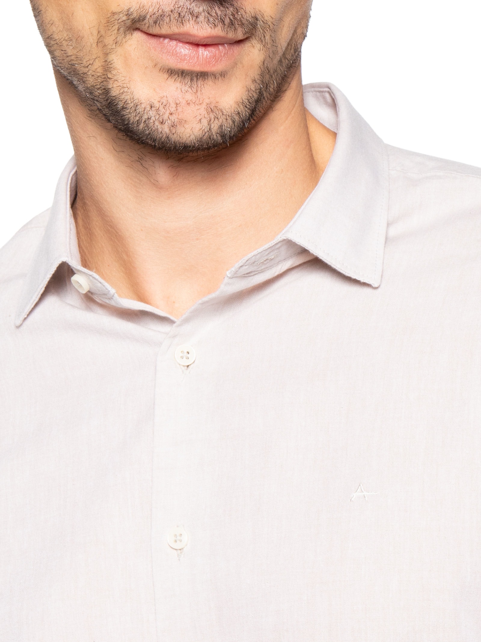 Camisa Masculina Slim Fit Algodão Willis Bege Aramis