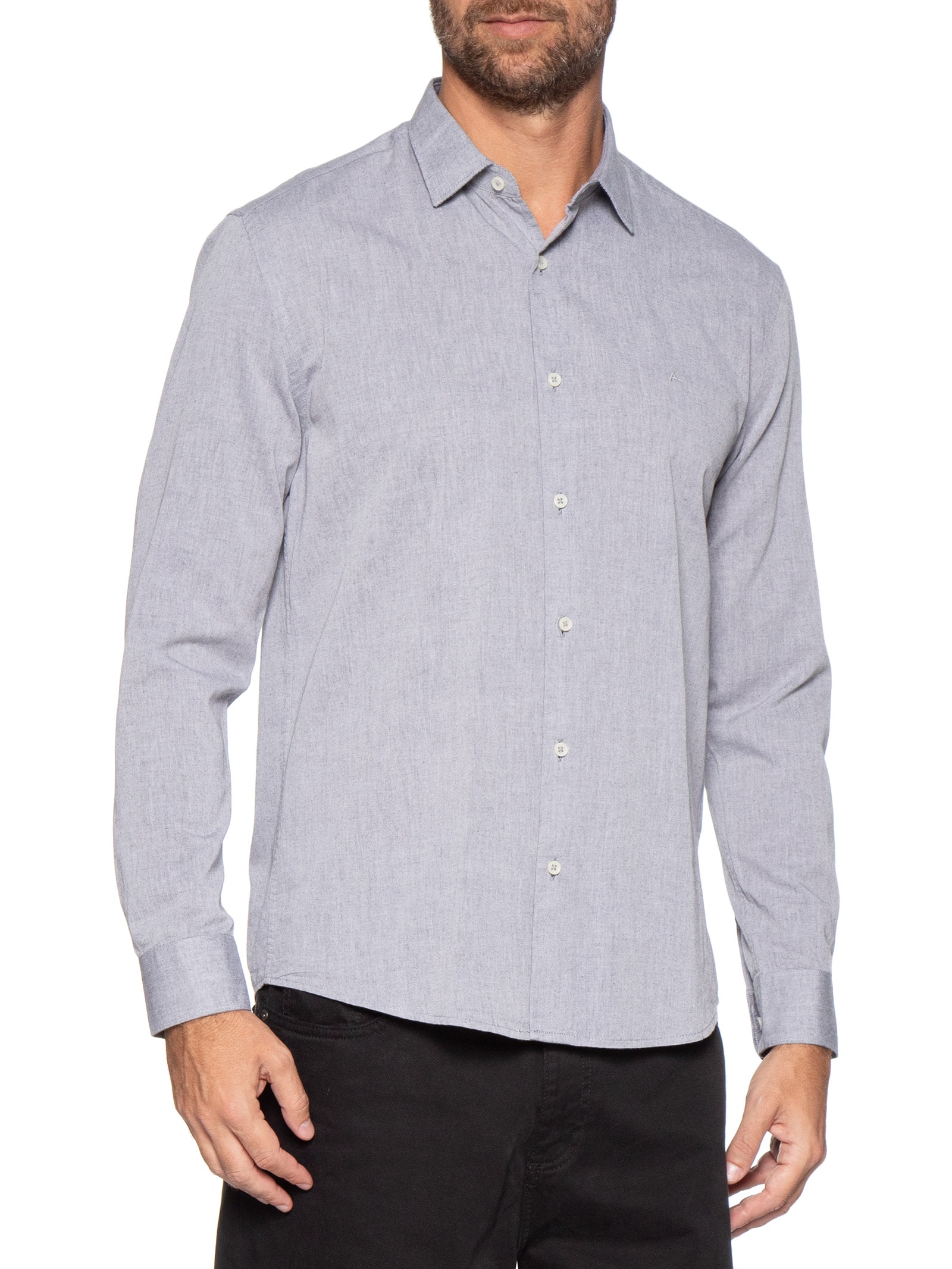 Camisa Masculina Slim Fit Algodão Willis Cinza Aramis