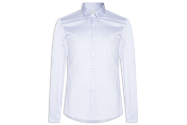 Camisa Masculina Slim Fit Básica - Azul