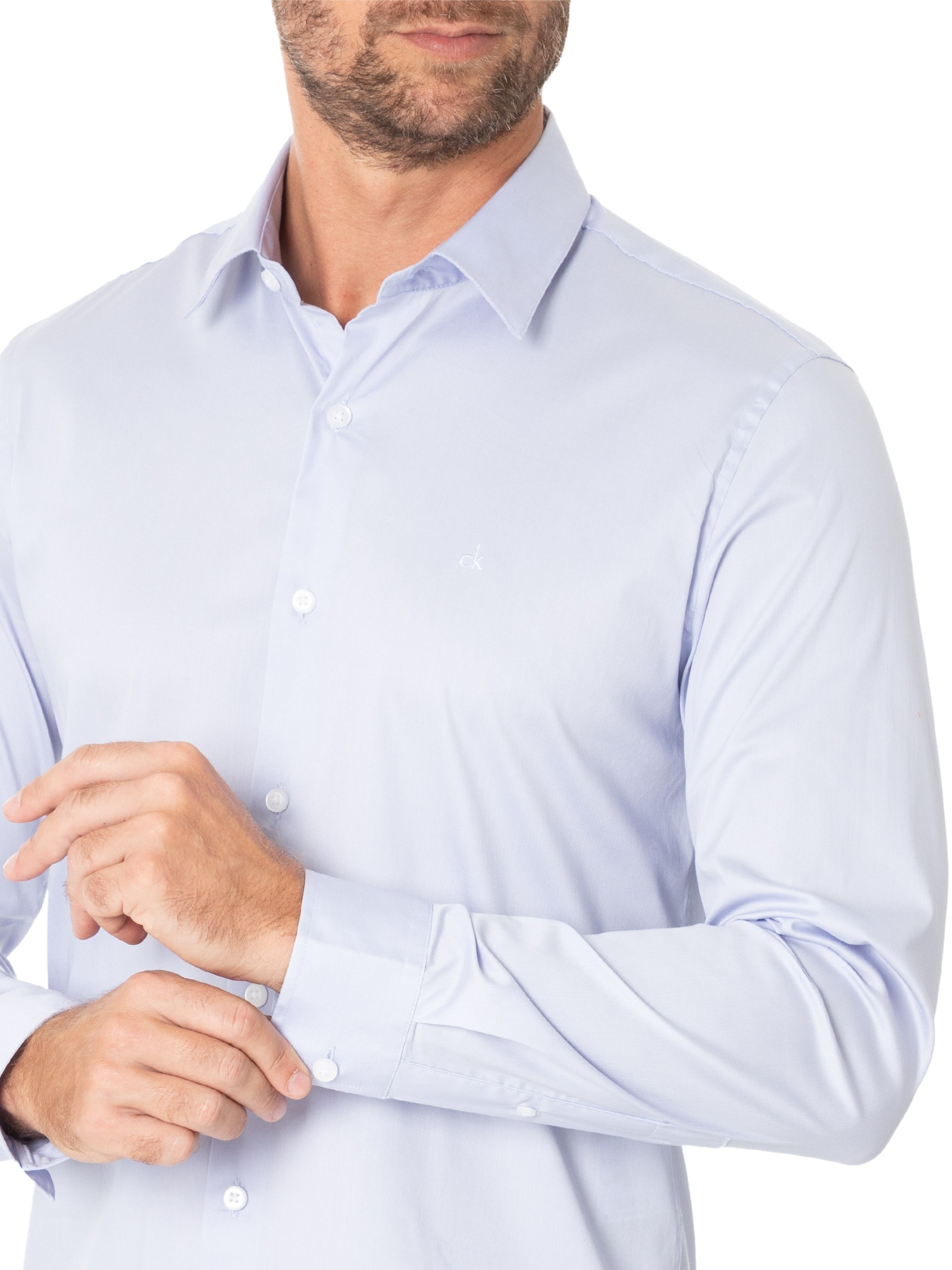 Camisa Masculina Slim Fit Básica Azul Calvin Klein - White Label