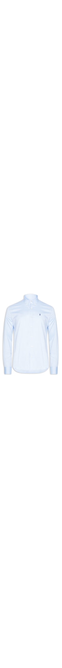 Camisa Masculina Slim Fit Button Down Em Oxford Com Elastano - Azul