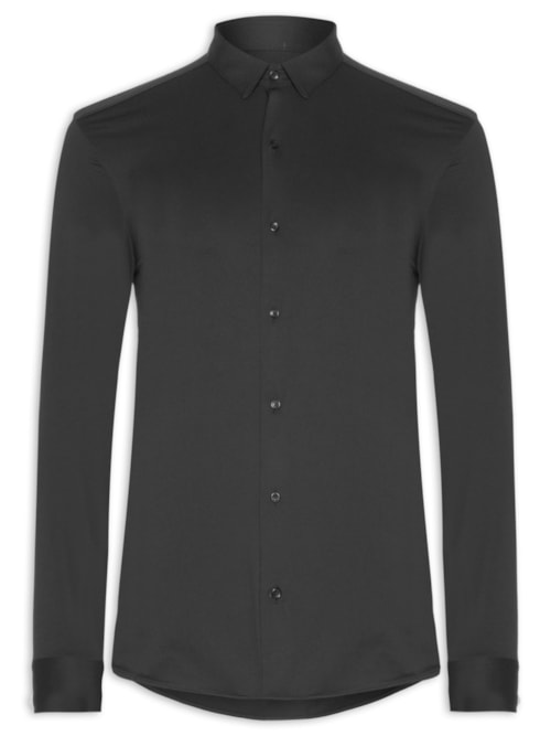 Camisa Masculina Slim Fit Classic Everyday R+ – Preto