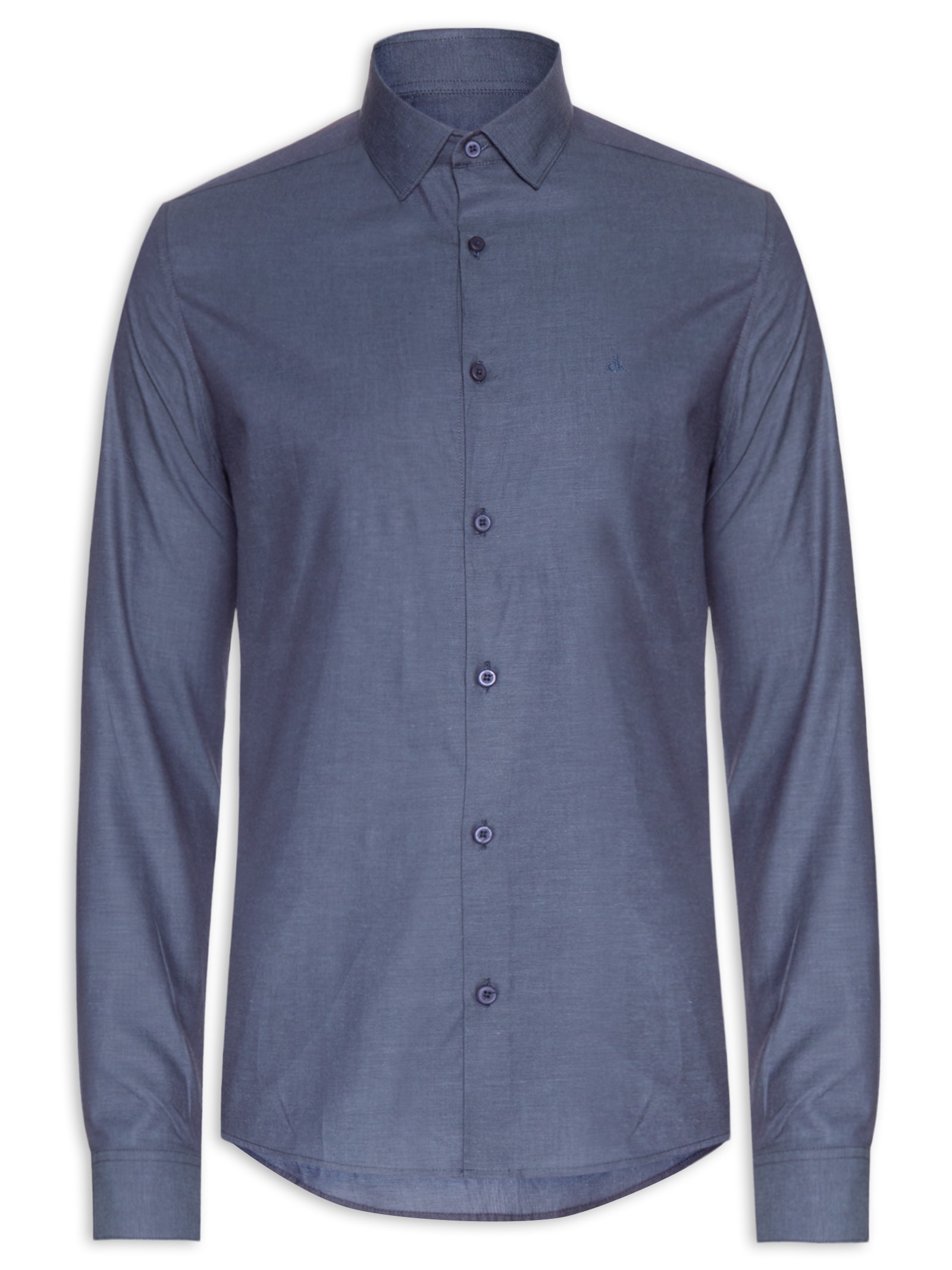 Camisa Masculina Slim Fit Classic Twill Azul Calvin Klein - White Label