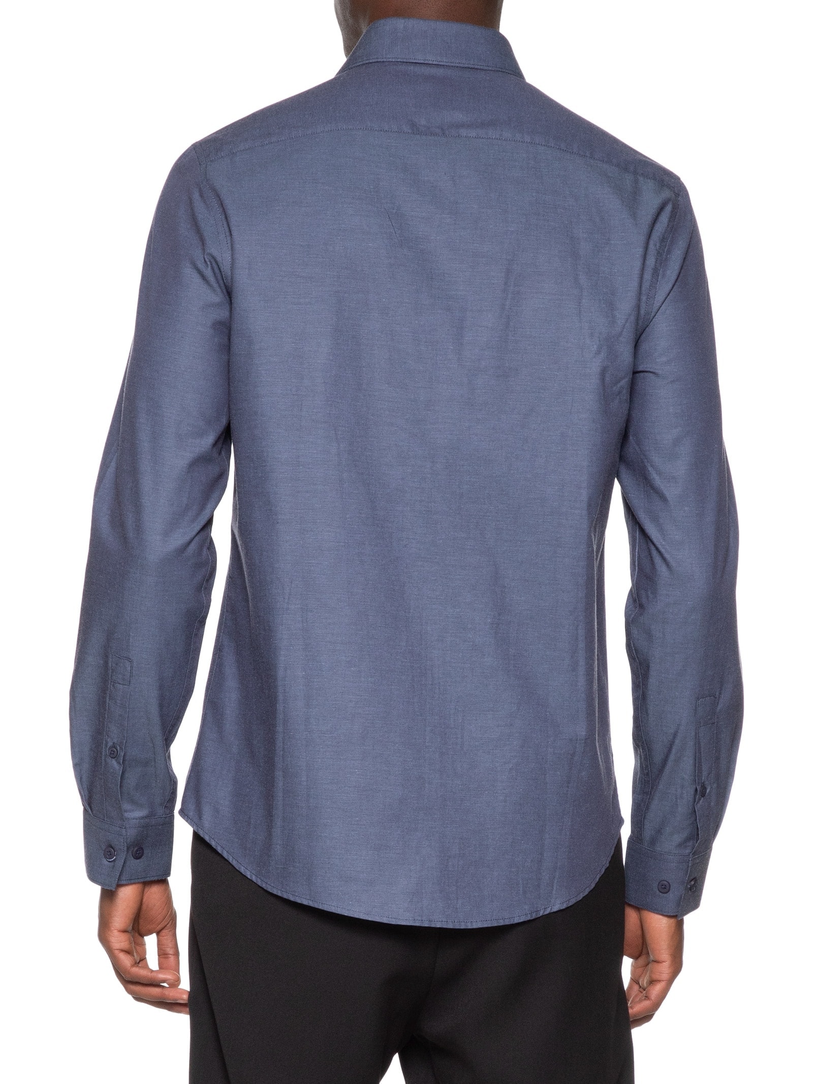 Camisa Masculina Slim Fit Classic Twill Azul Calvin Klein - White Label